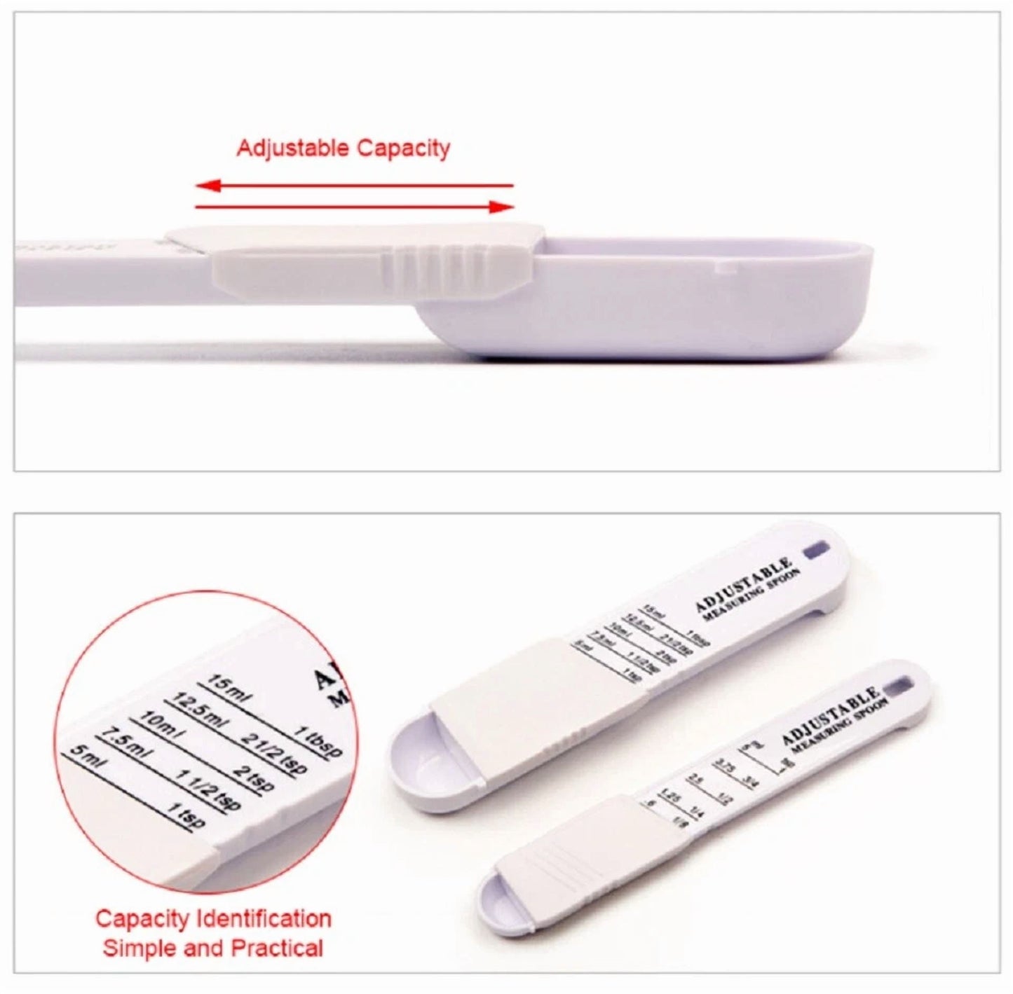 Opal-2-Pack Adjustable Measuring Spoon Set– Teaspoon & Tablespoon Kitchen Baking Tool