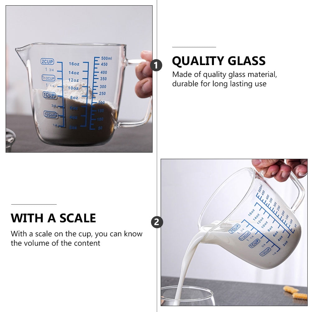 1PC Home Measuring Glass with Glass Lid Heat-resistant Glass Measuring Cup