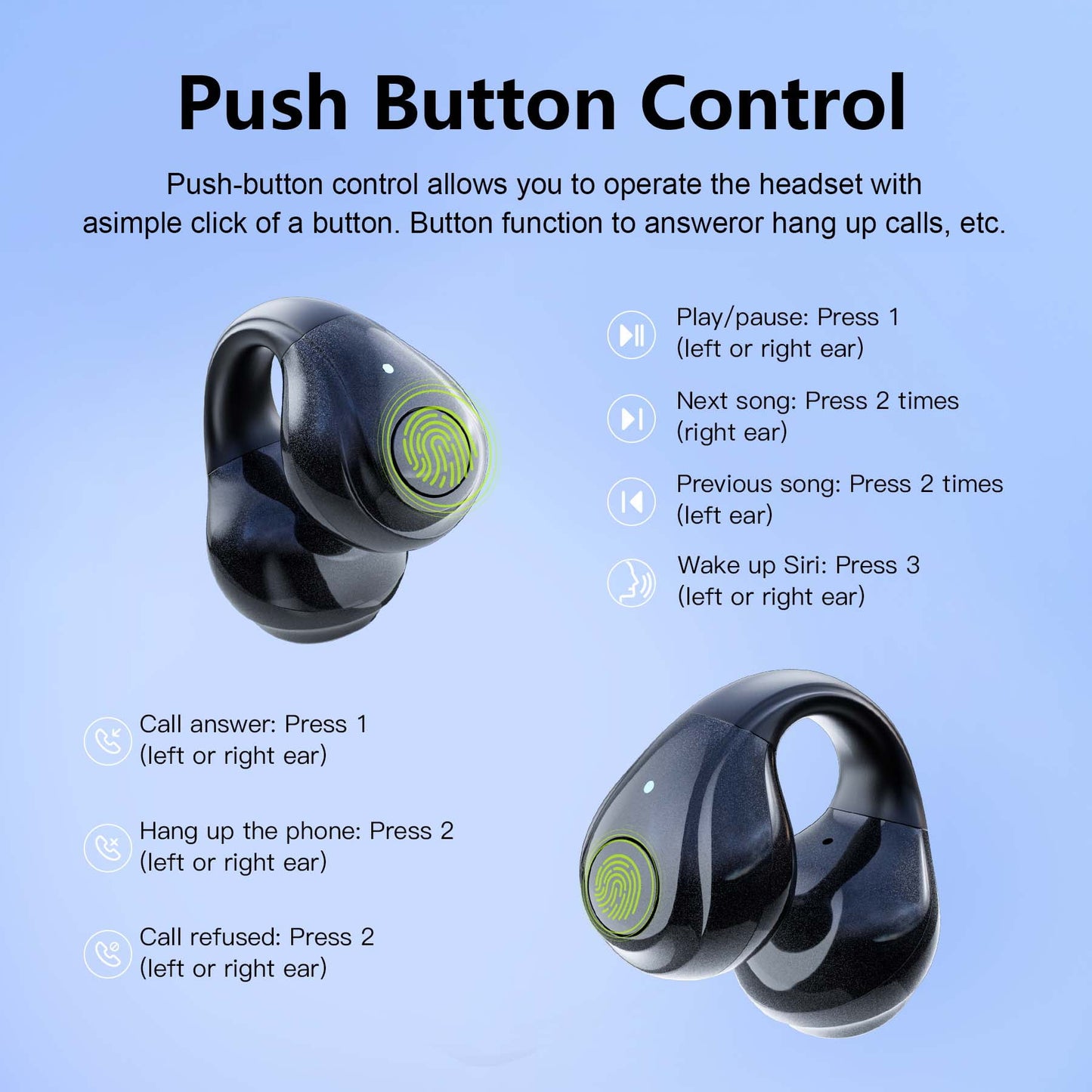 VEAT00L Open-Ear Headphones, Wireless Clip On Earbuds with Digital Display Charging Case 68 Hours Playtime, Lightweight Comfort, Stable Fit, Open-Ear Safety Design for Active and Office Use