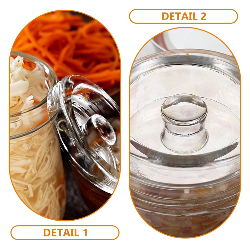 2Pcs Glass Fermentation Weights with Handle Pickle Bottle Glass Weight for Wide Mouth Jar