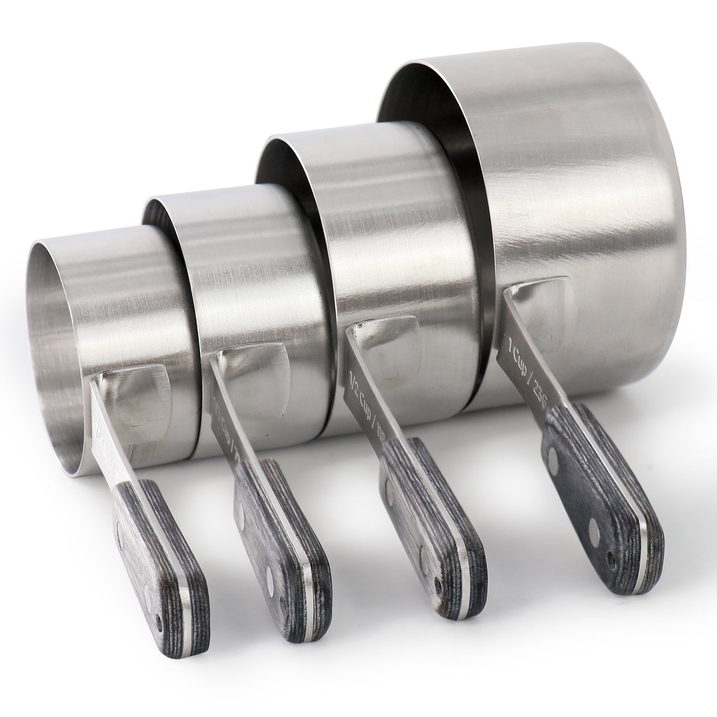 Oster Blakeley 4 Piece Stainless Steel Measuring Cup Set in Dark Gray with Wood Handles
