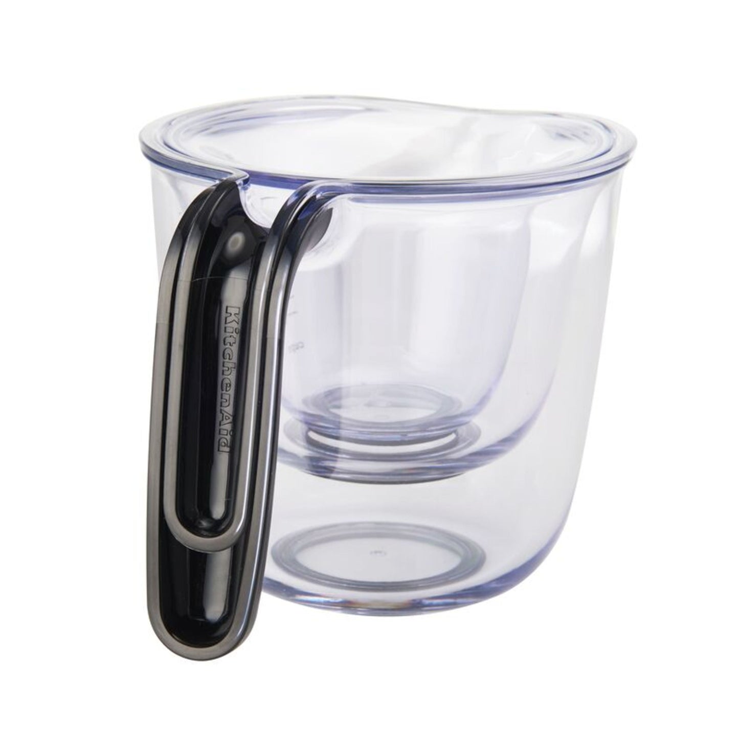 Kitchenaid Universal Clear Plastic Set of 3 Nesting Measuring Cups with Black Handle