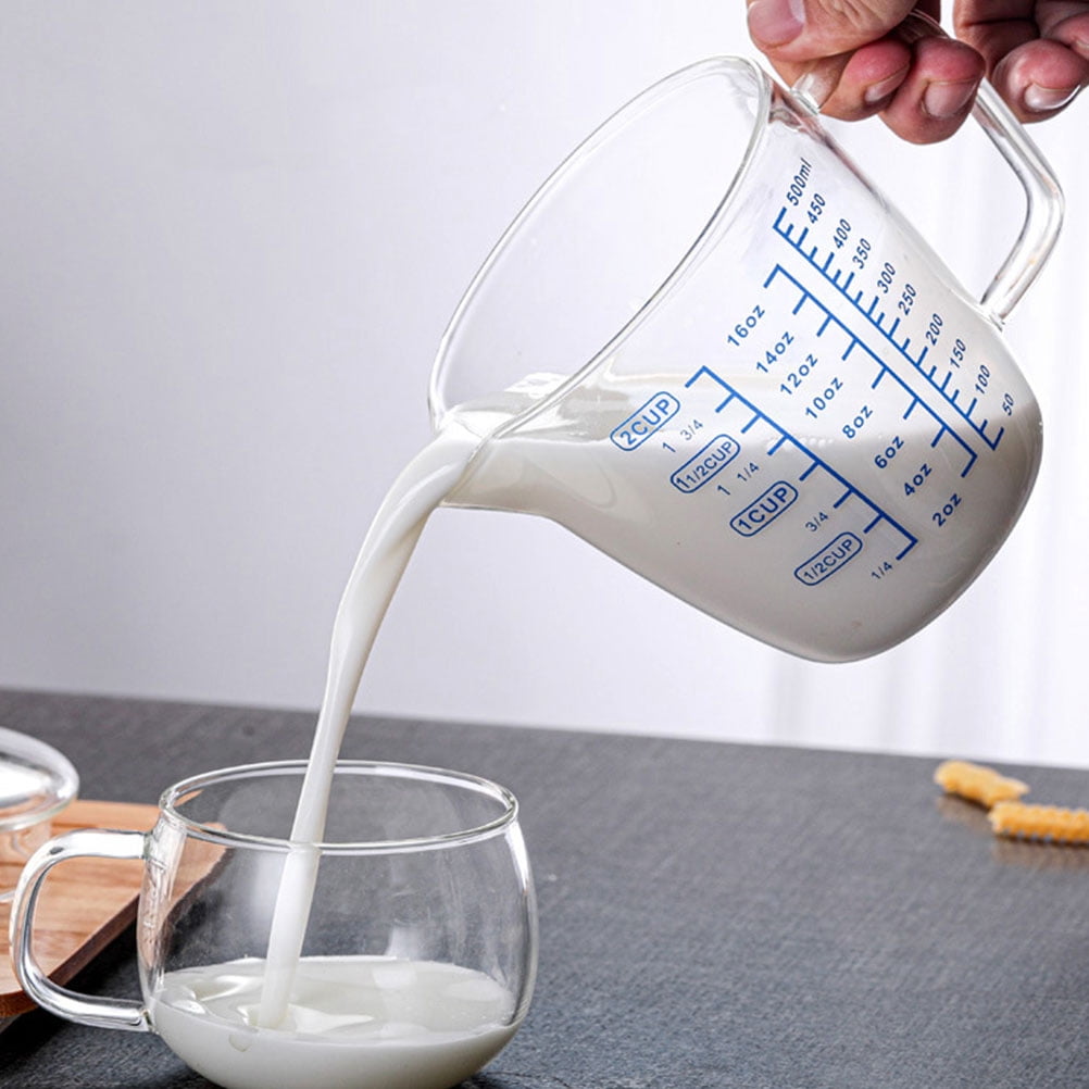 1PC Home Measuring Glass with Glass Lid Heat-resistant Glass Measuring Cup