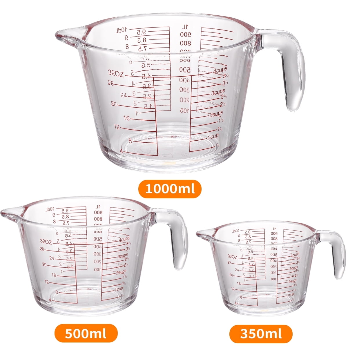 (3-Pack) Glass Measuring Cups Set, Measuring Cups For Prepping, Baking and Cooking, Preheated Oven, Dishwasher, Freezer, and Microwave Safe