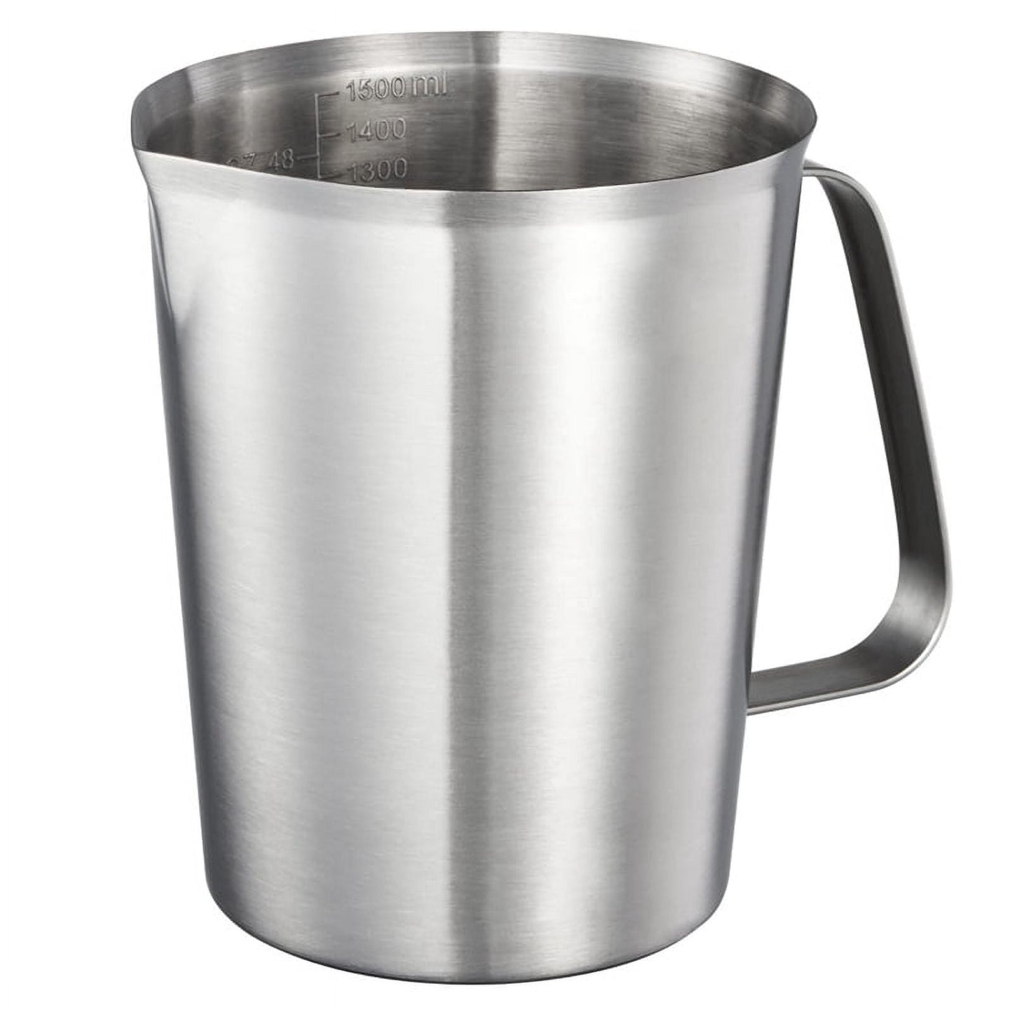304 Stainless Steel Measuring Cup with Handle and Pour Lip, Metal Pitcher Oz ML Marking, 48OZ/1500 ML- 6 Cup)