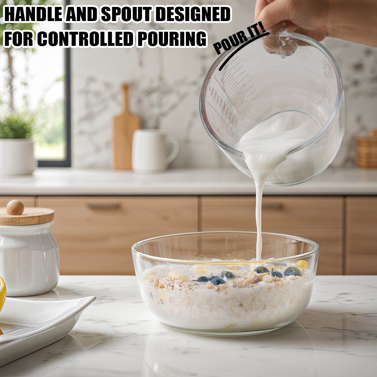 (3-Pack) Glass Measuring Cups Set, Measuring Cups For Prepping, Baking and Cooking, Preheated Oven, Dishwasher, Freezer, and Microwave Safe