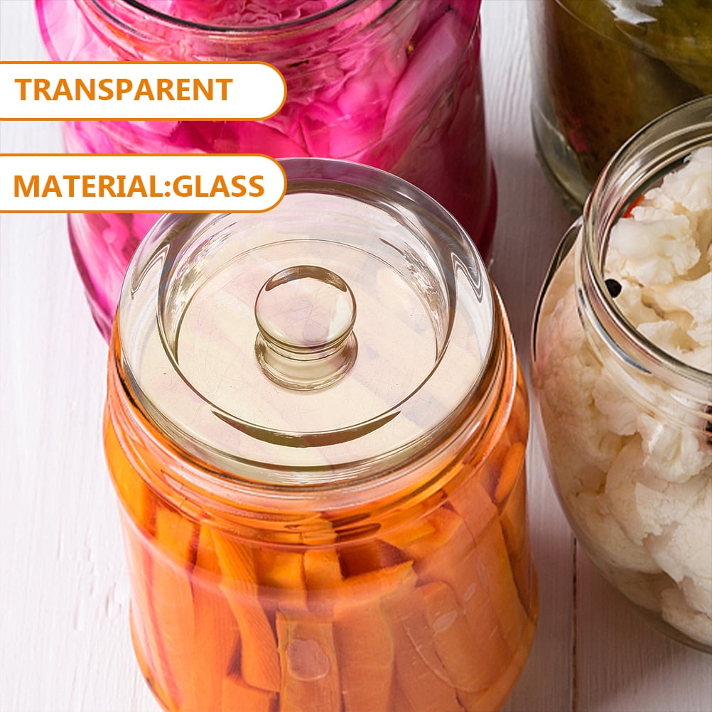 2Pcs Glass Fermentation Weights with Handle Pickle Bottle Glass Weight for Wide Mouth Jar
