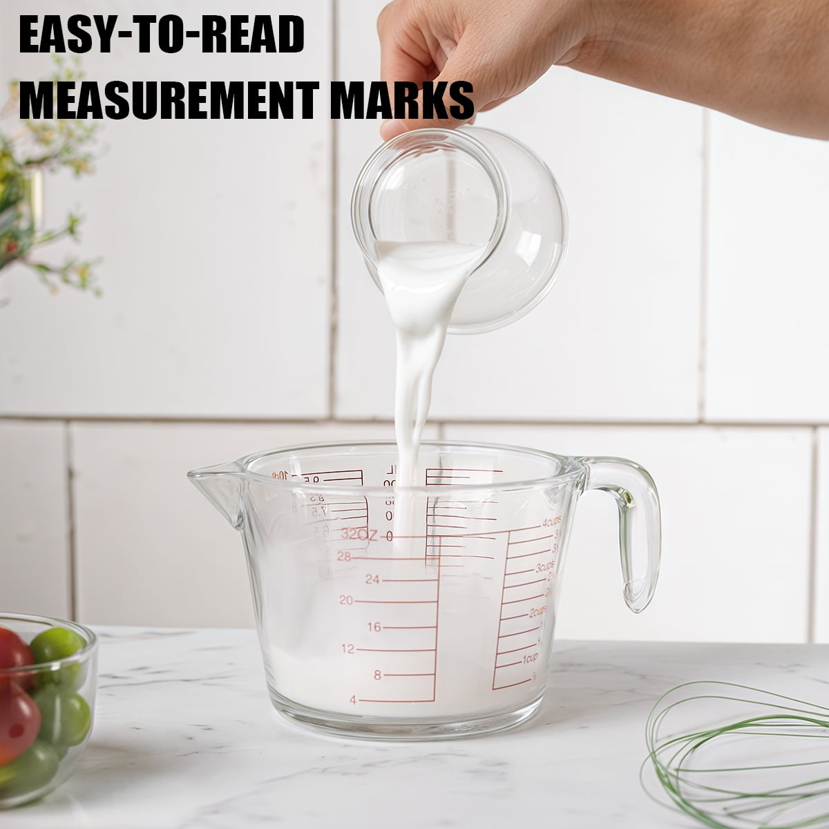 (3-Pack) Glass Measuring Cups Set, Measuring Cups For Prepping, Baking and Cooking, Preheated Oven, Dishwasher, Freezer, and Microwave Safe