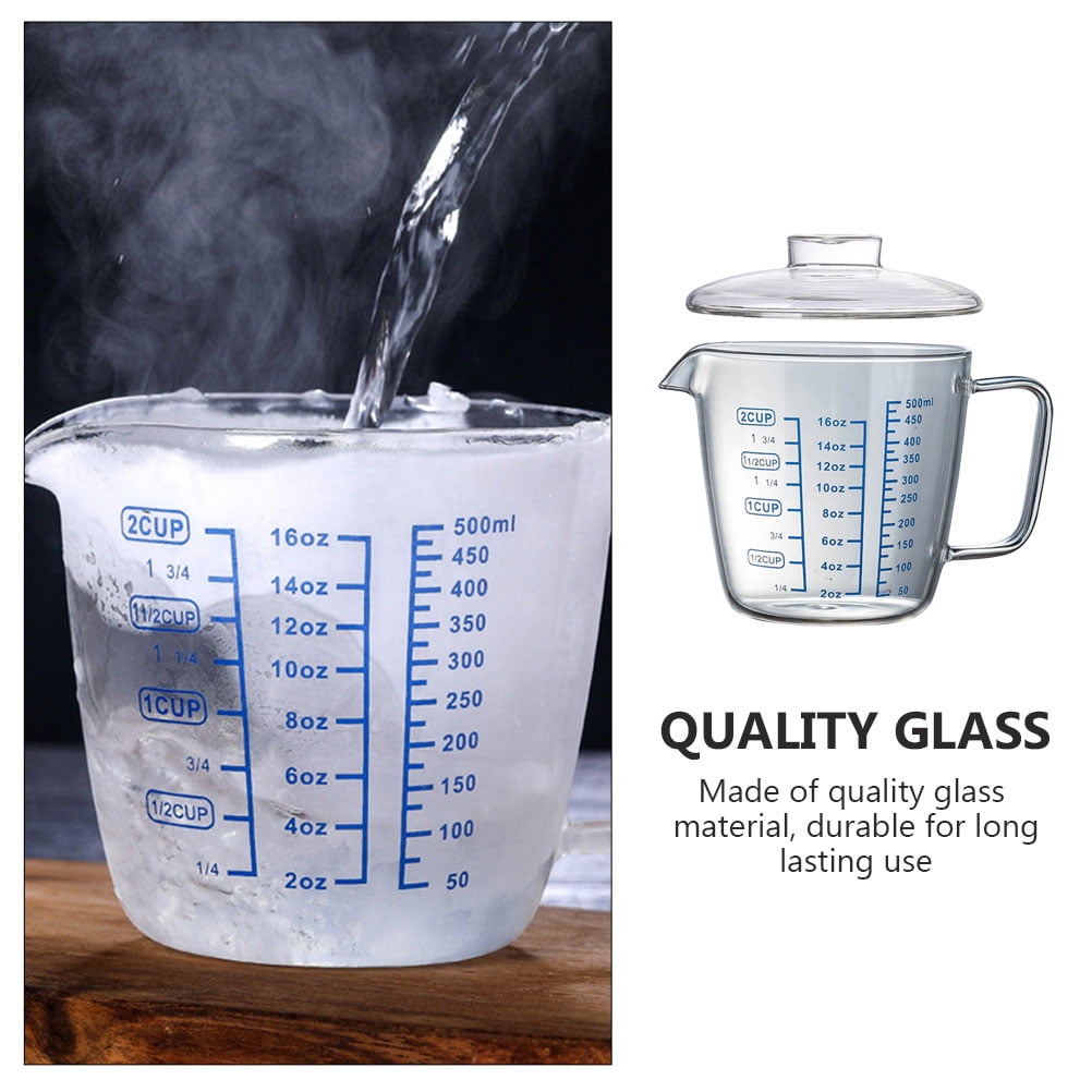 1PC Home Measuring Glass with Glass Lid Heat-resistant Glass Measuring Cup