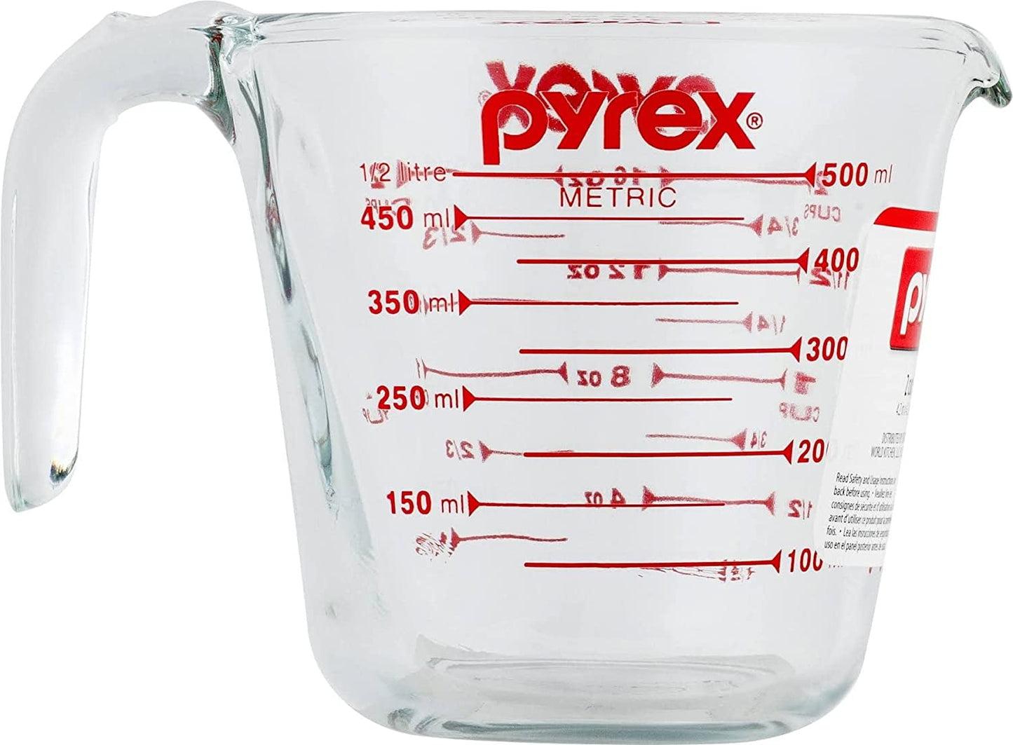 Pyrex Prepware 6001075 2-cup Measuring Cup, Red Graphics, Clear
