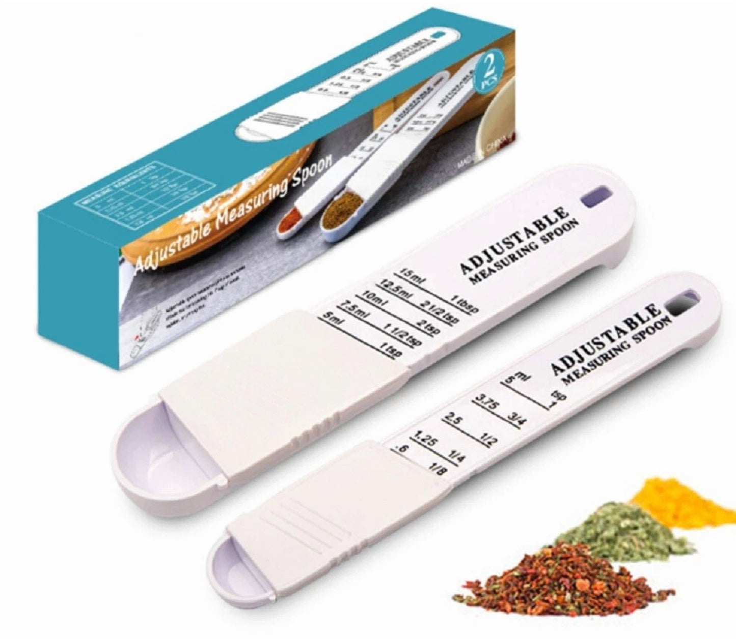 Opal-2-Pack Adjustable Measuring Spoon Set– Teaspoon & Tablespoon Kitchen Baking Tool