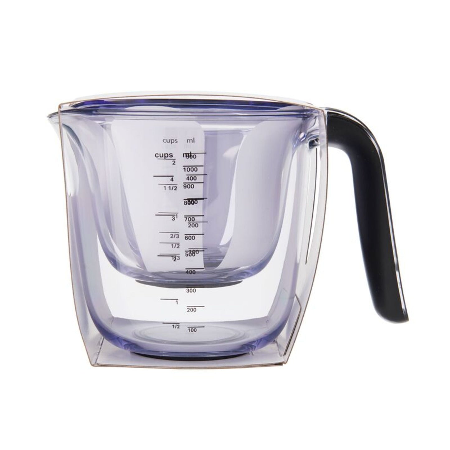 Kitchenaid Universal Clear Plastic Set of 3 Nesting Measuring Cups with Black Handle