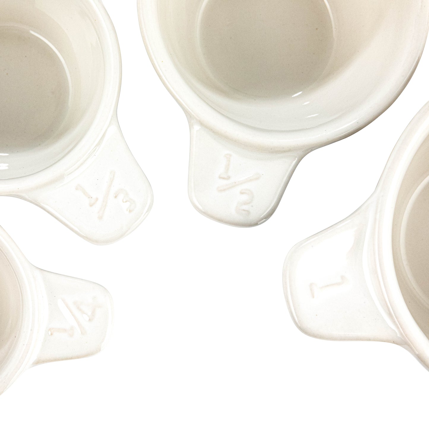 Creative Co-Op Ceramic Measuring Cups with Polka Dots, Set of 4 Sizes, Black and White