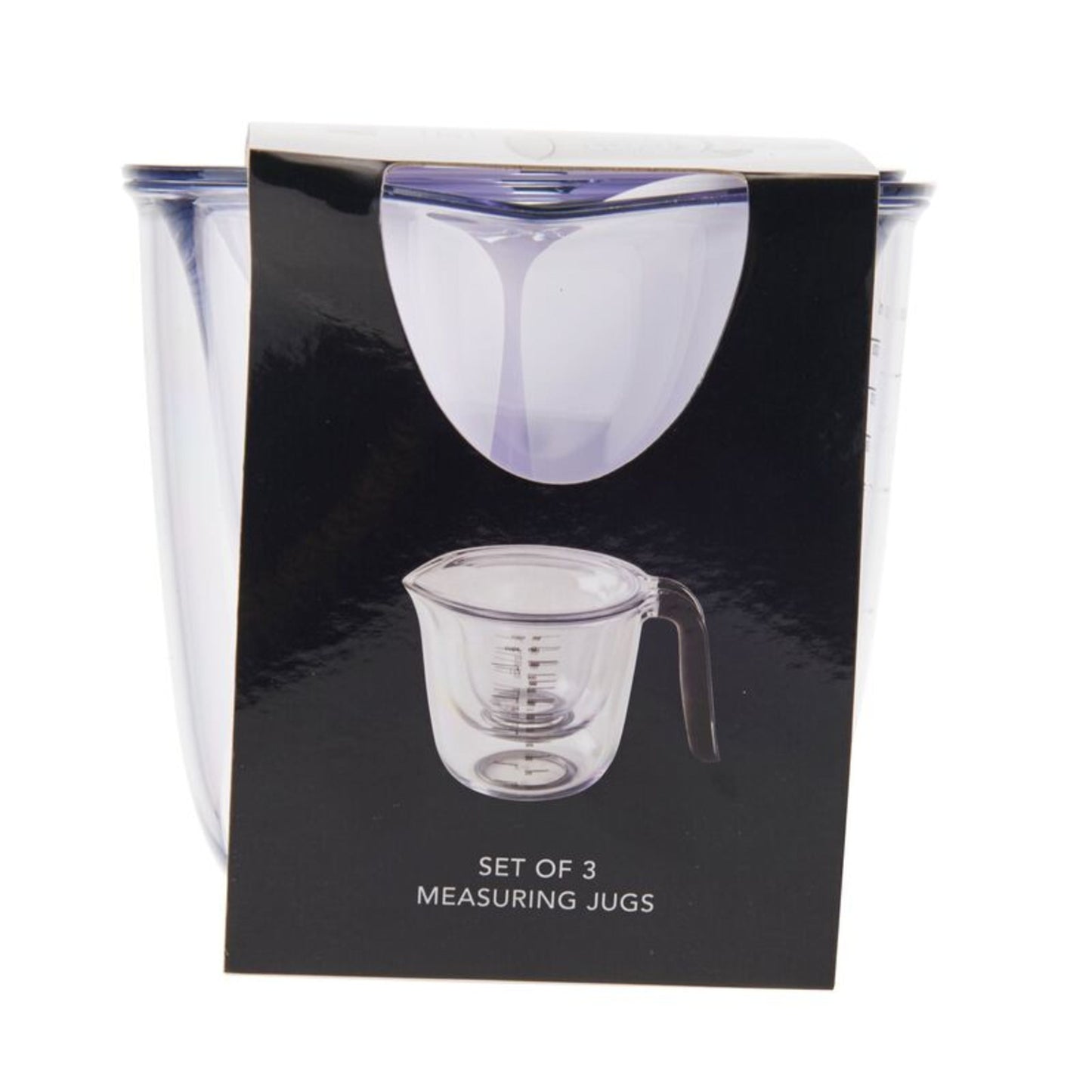 Kitchenaid Universal Clear Plastic Set of 3 Nesting Measuring Cups with Black Handle