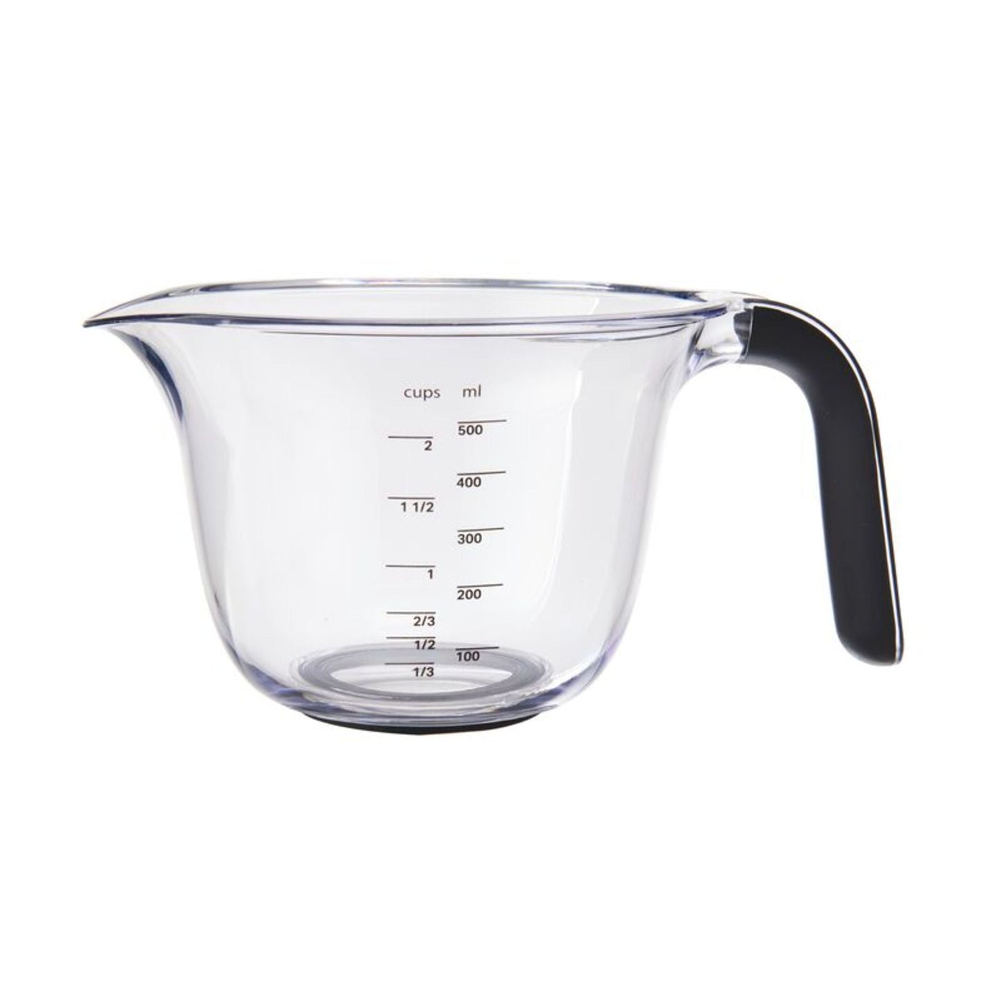 Kitchenaid Universal Clear Plastic Set of 3 Nesting Measuring Cups with Black Handle