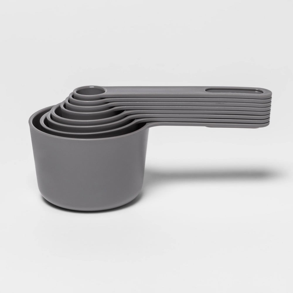 Charcoal Gray 8pc Modern Plastic Measuring Cup and Spoons Set