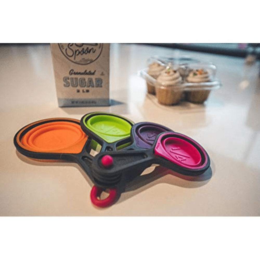 Ingeniuso Pink Collapsible Measuring Cups Set - Silicone with Citrus Strainer