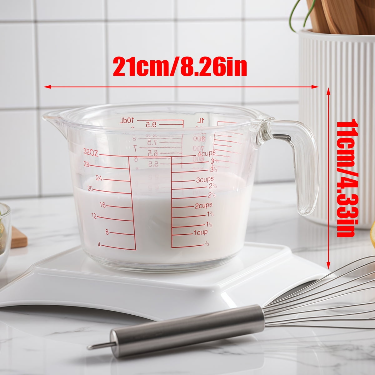(3-Pack) Glass Measuring Cups Set, Measuring Cups For Prepping, Baking and Cooking, Preheated Oven, Dishwasher, Freezer, and Microwave Safe