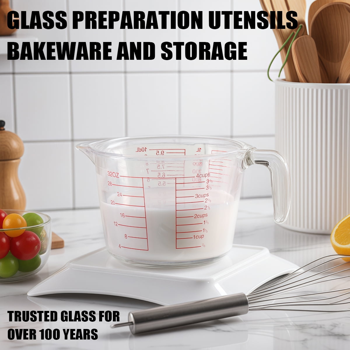 (3-Pack) Glass Measuring Cups Set, Measuring Cups For Prepping, Baking and Cooking, Preheated Oven, Dishwasher, Freezer, and Microwave Safe