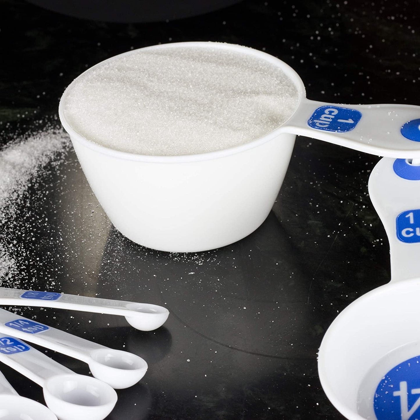 Measuring Cups with Large Print- Set of 4- White-Blue