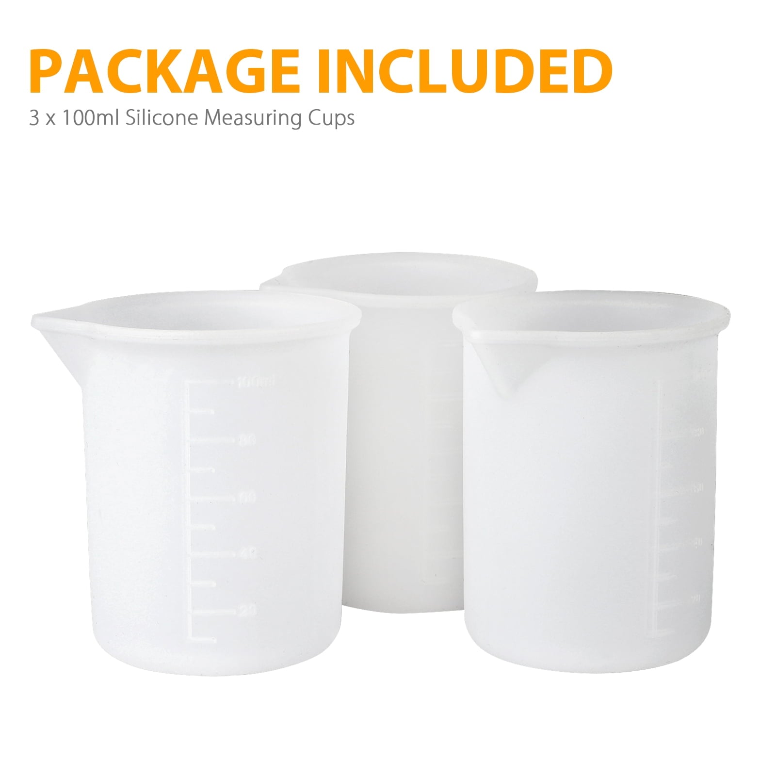 3pcs 100ml Silicone Measuring Cups for Resin, TSV Resin Mixing Cups Non-Stick, Reusable Mixing Cups  for Epoxy Resin, Art, Waxing