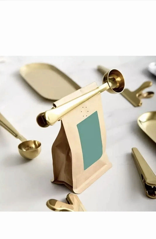 10 Pcs 2 In 1 Stainless Steel Coffee Spoon & Sealing Clip Measuring Scoop