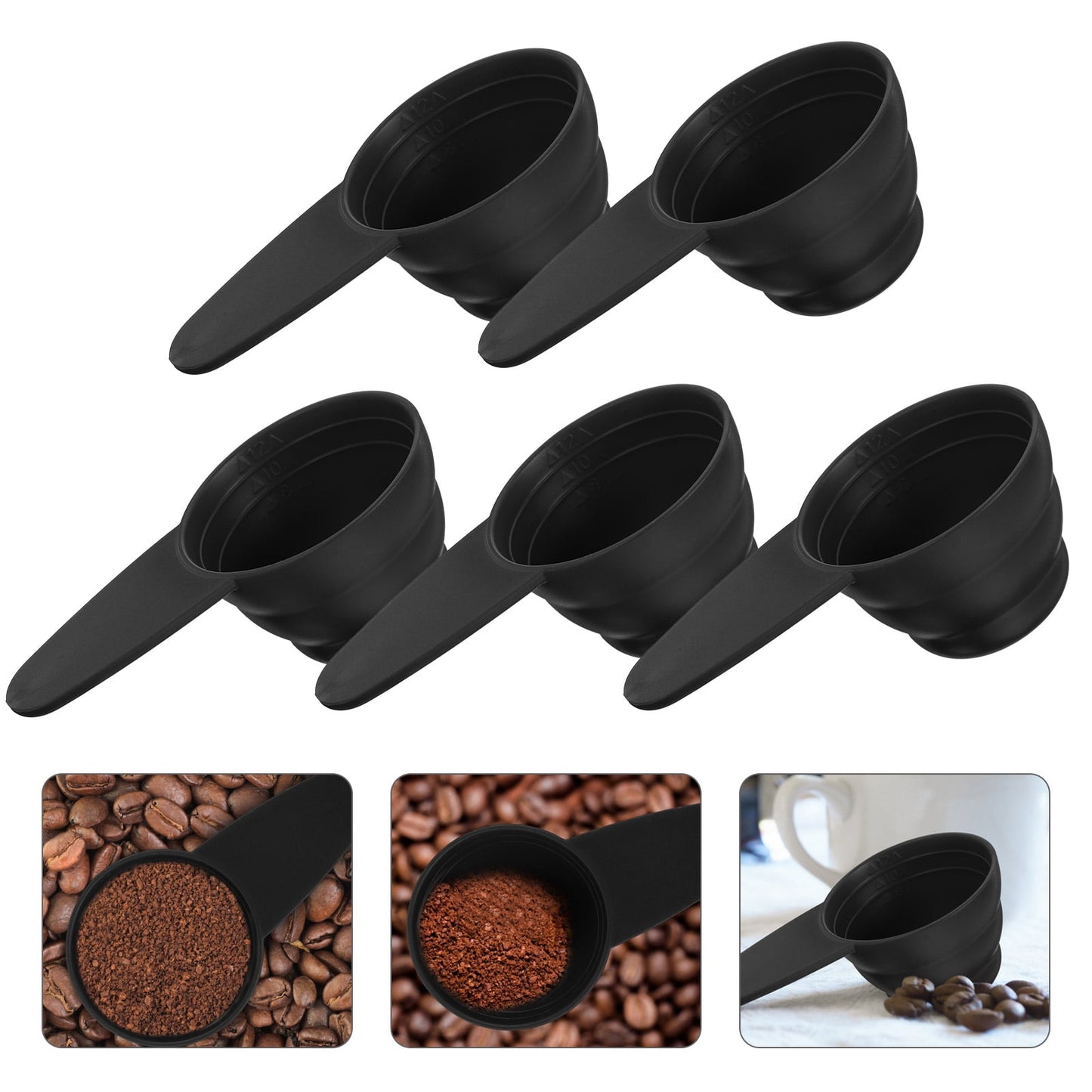 1/4 Cup Scoop 5Pcs Measure Spoon Scale Design Measure Spoon Measuring Spoon with Short Handle for Coffee Bar