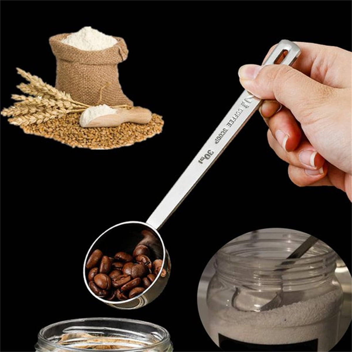 Measuring Coffee Scoop, Casewin Stainless Steel Ground Coffee Tablespoon Measure Spoon for 30ML Tea Spoon Measuring Spoon, 2PCS