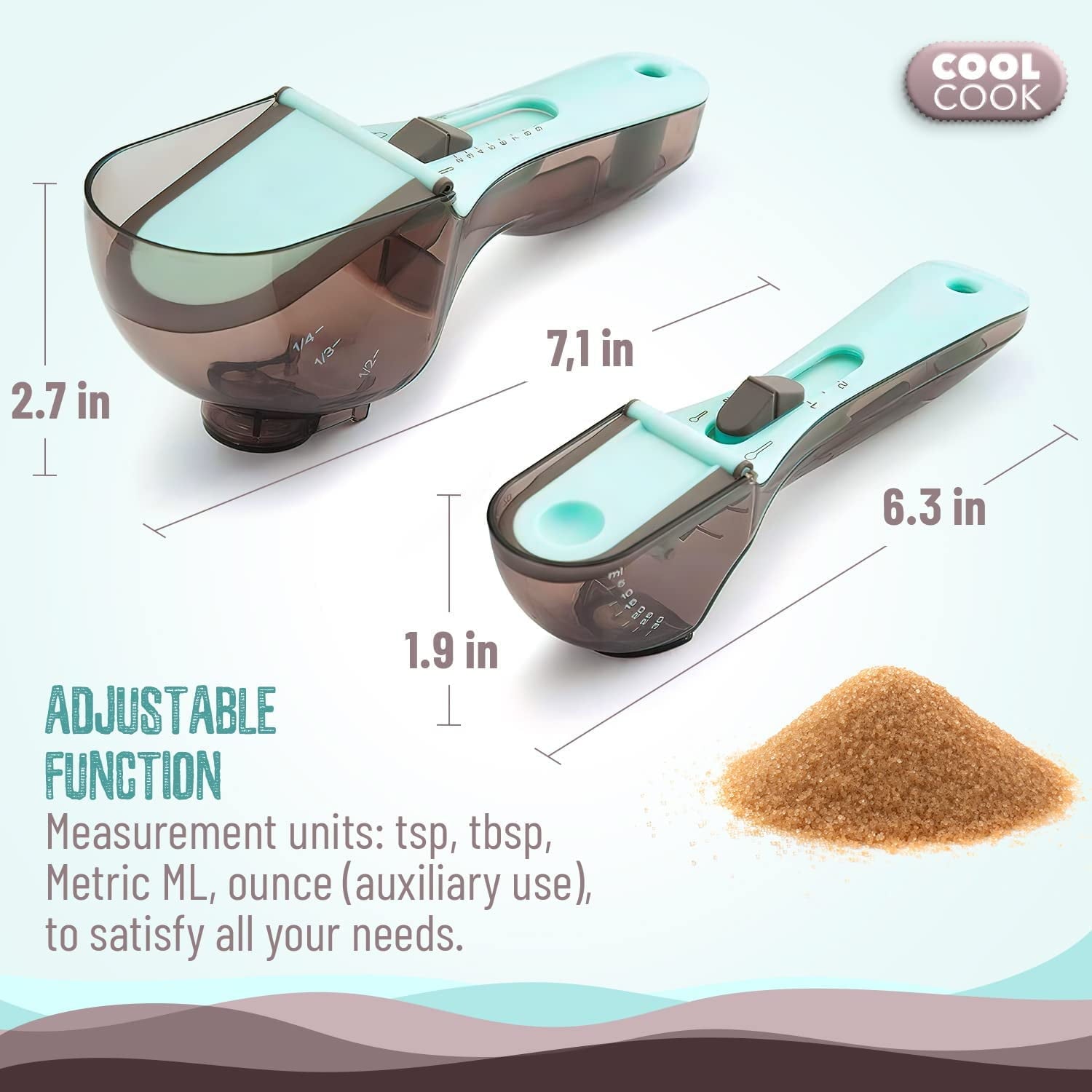2 Pcs Plastic Measuring Spoon Set for your kitchen spoons for all kind of measuring Magnetic back to help stay on your fridge Adjustable easy to use Precise measuring, and convenient - Small& Large
