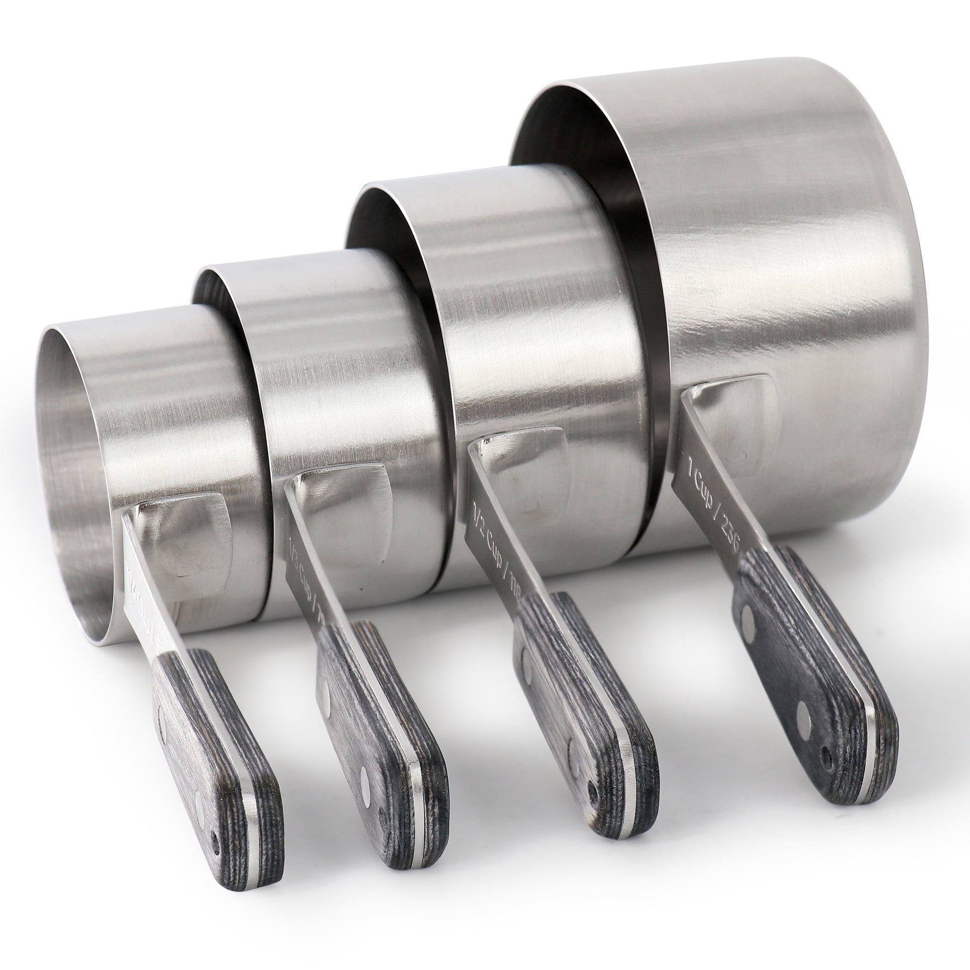 Oster Blakeley 4 Piece Stainless Steel Measuring Cup Set in Dark Gray with Wood Handles