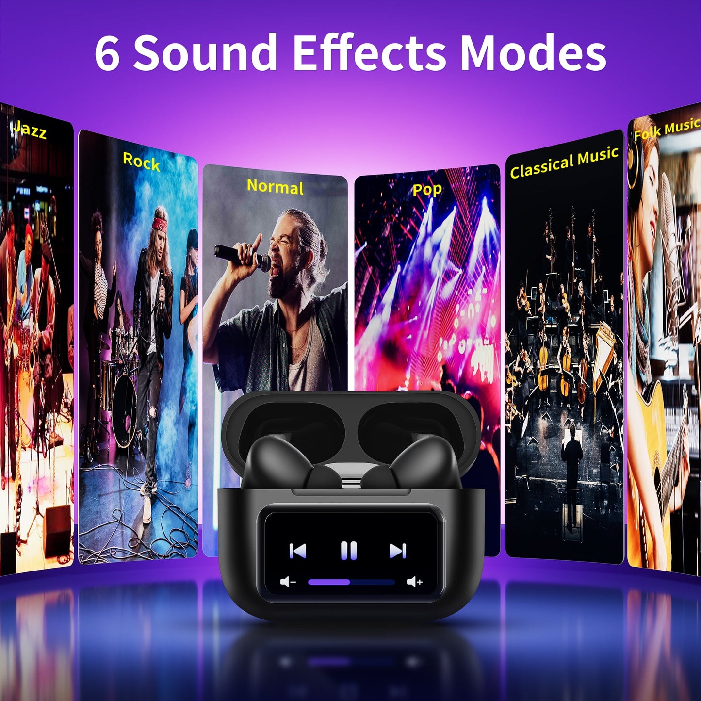 VEAT00L A9 ANC+ENC Earbuds with Smart Touch Screen,Bluetooth 5.4, HiFi Stereo Multiple EQ settings