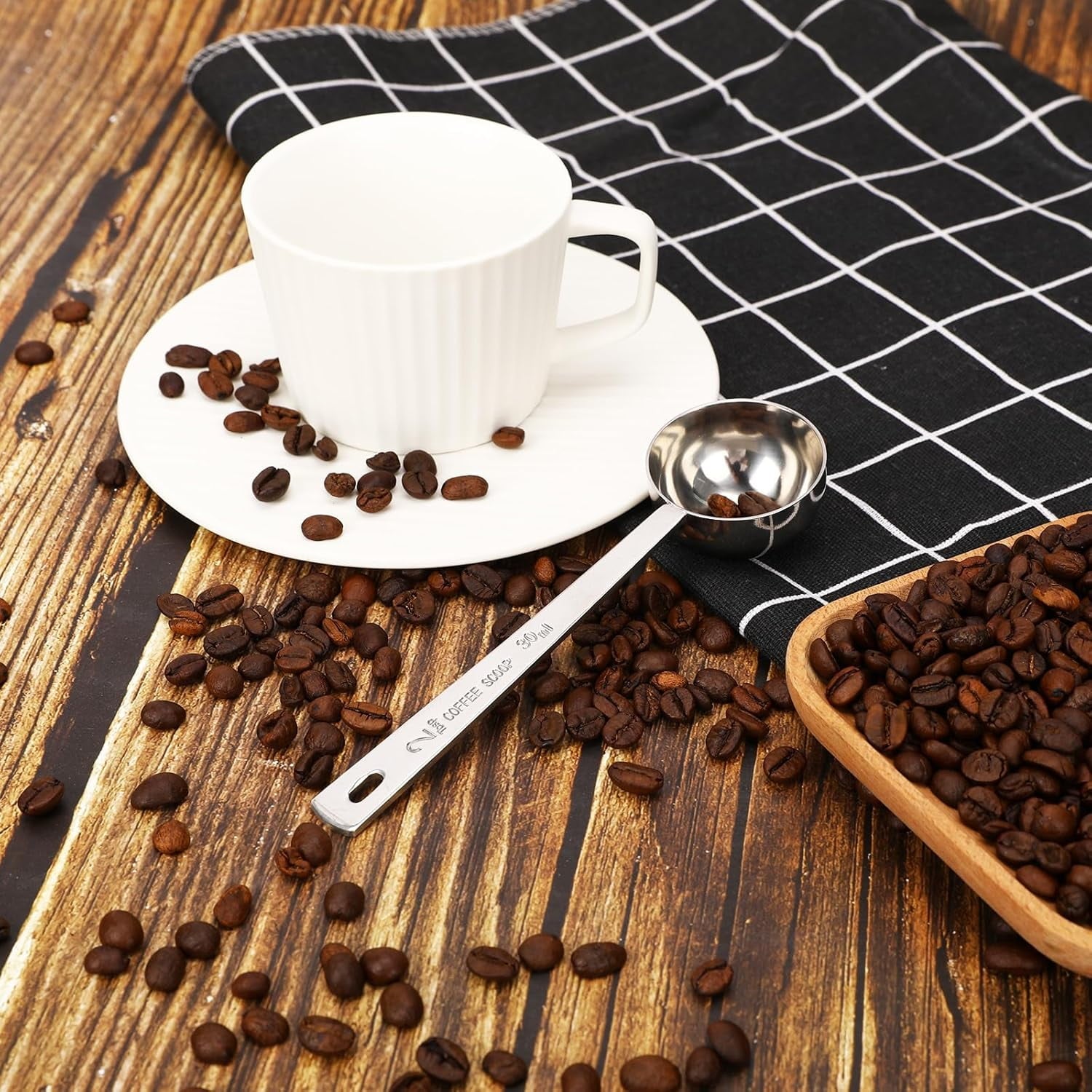 NOGIS 2 Pack Coffee Scoops Stainless Steel Measuring Spoon 2 Tablespoon with Long Handle for Tea Sugar Powder- Perfect Measuring Spoon for Ground Coffee, Espresso (30ml)