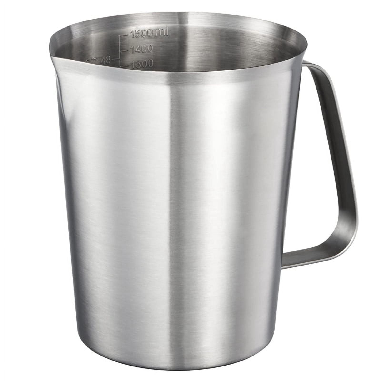 304 Stainless Steel Measuring Cup with Handle and Pour Lip, Metal Pitcher Oz ML Marking, 48OZ/1500 ML- 6 Cup)
