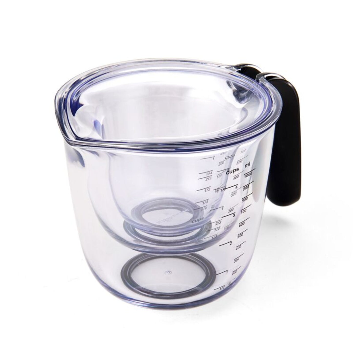 Kitchenaid Universal Clear Plastic Set of 3 Nesting Measuring Cups with Black Handle