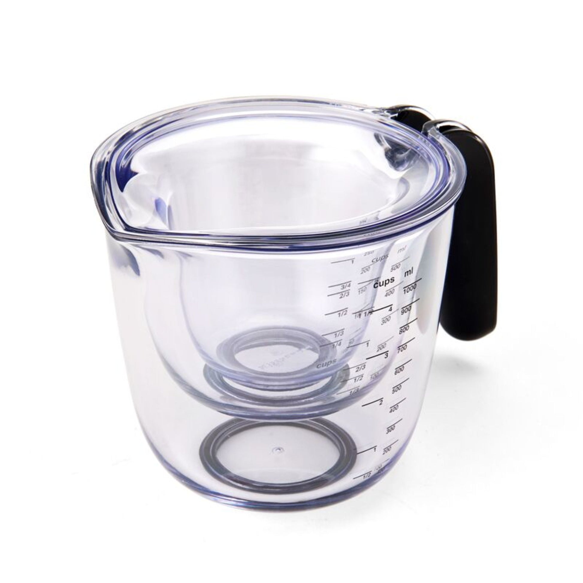 Kitchenaid Universal Clear Plastic Set of 3 Nesting Measuring Cups with Black Handle