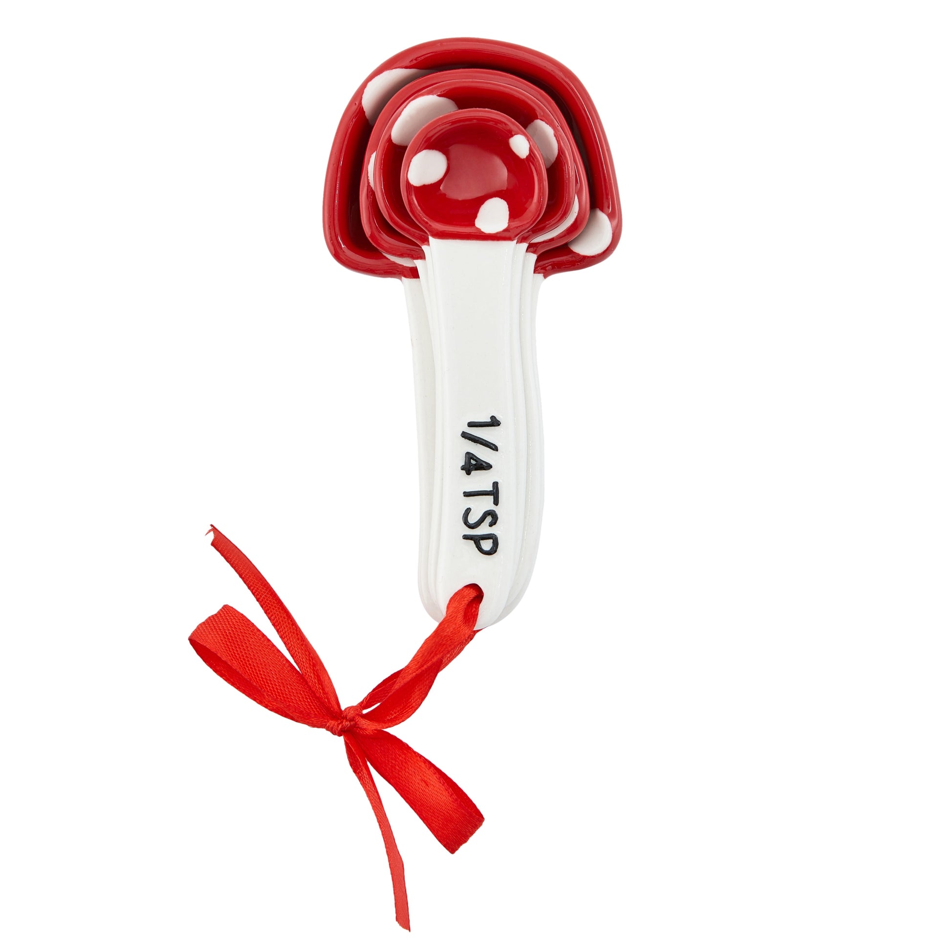 Bico Mushroom Gnome Hand Painted Stoneware Measuring Spoon Set, Cute Christmas Kitchen Accessories for Baking, Cooking, Dishwasher Safe