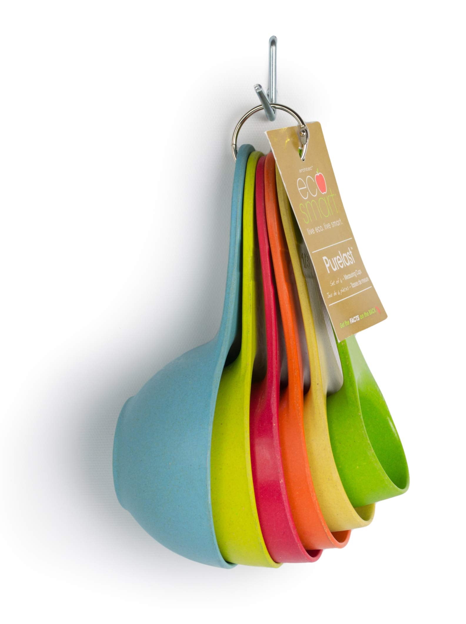 Architec ECUPS6C EcoSmart Purelast, 6 Piece Set, 1/4C, 1/3C, 1/2C, 2/3C, 3/4C, 1C, Measuring Cups, Multicolor