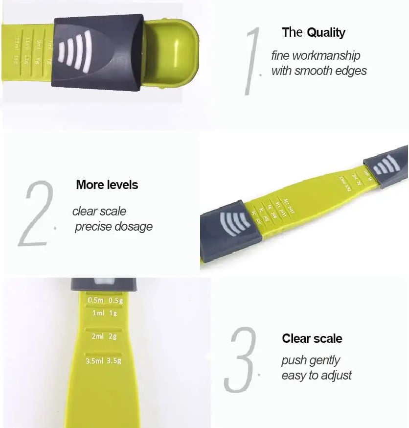 9 in 1 Adjustable Measuring Spoon by CMC Products – Space Saver Tool – Precise Measurements – Double Sided Gram & ML Measuring Spoon for Dry or Liquid Ingredients Metering Spoons