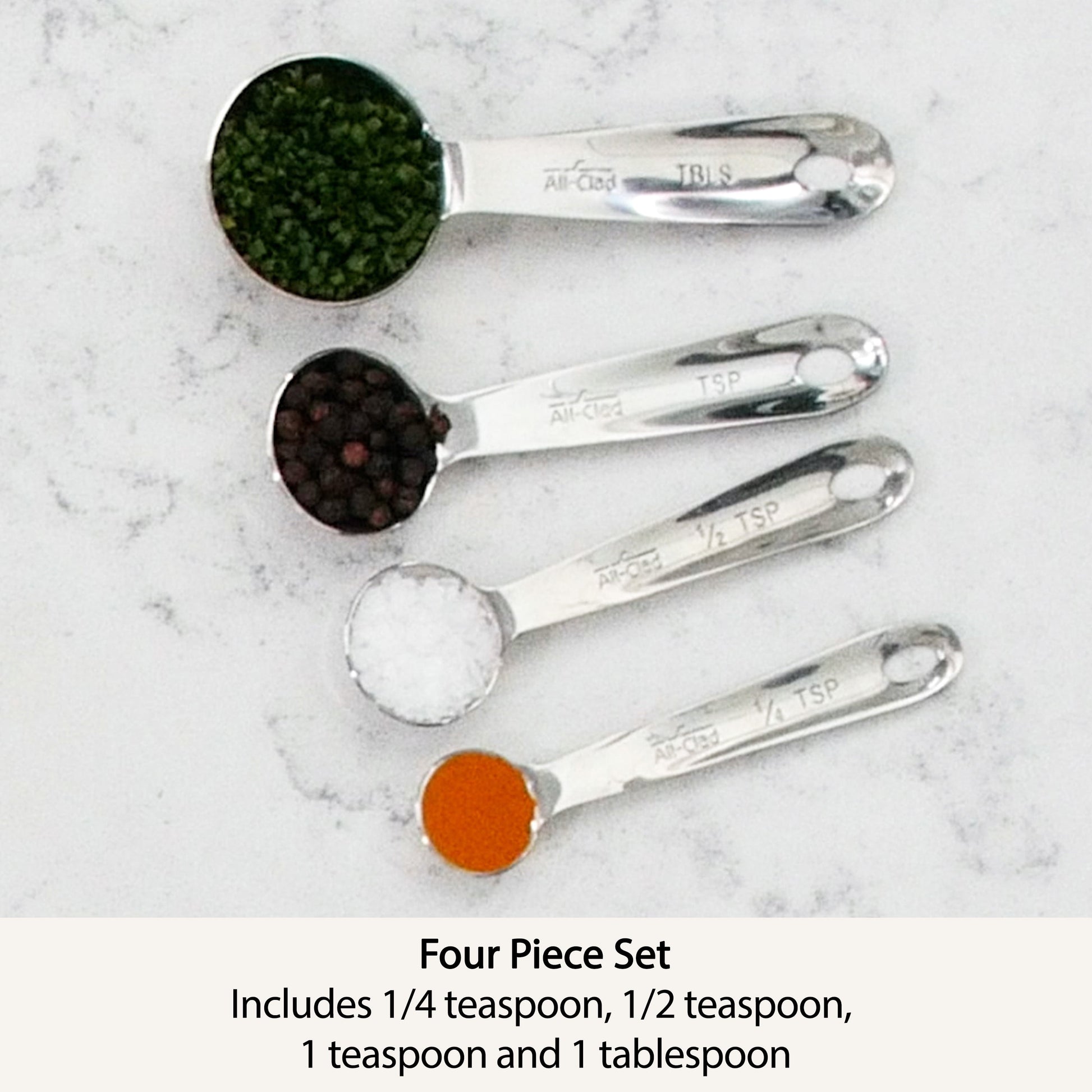 All-Clad Stainless Steel Measuring Spoon Set, 4-Piece, Silver