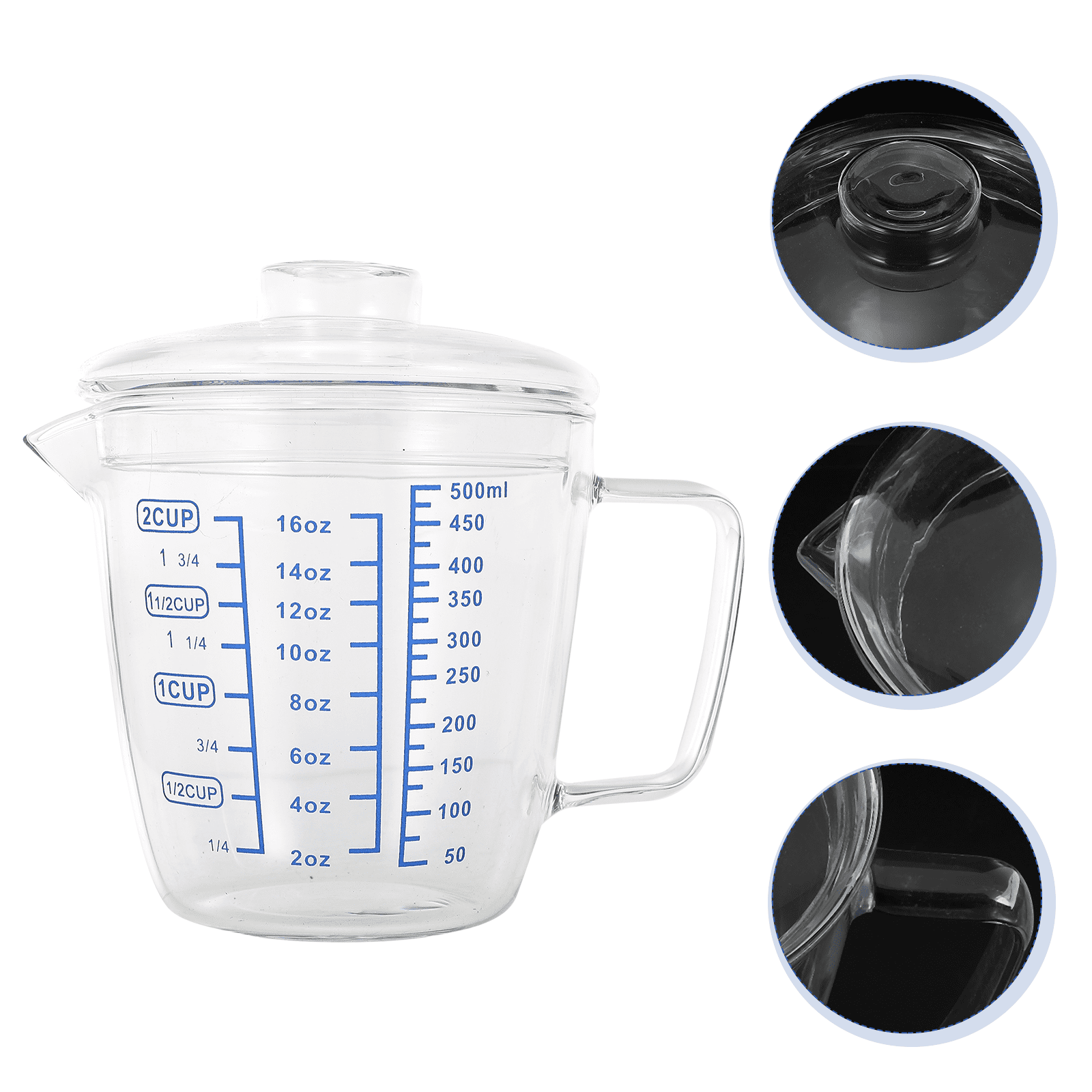 Measuring Cup Beaker Cups Liquid Graduated Mug Mixing Ceramic Jug Lid Scale Pitcher Water Container Marking Scales