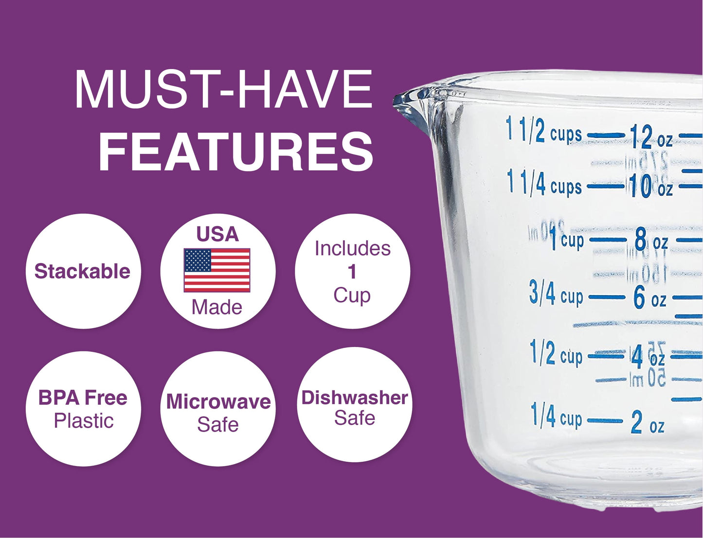 Arrow Plastic 00032 4-1/2 Cup Cool Grip Measuring Cup