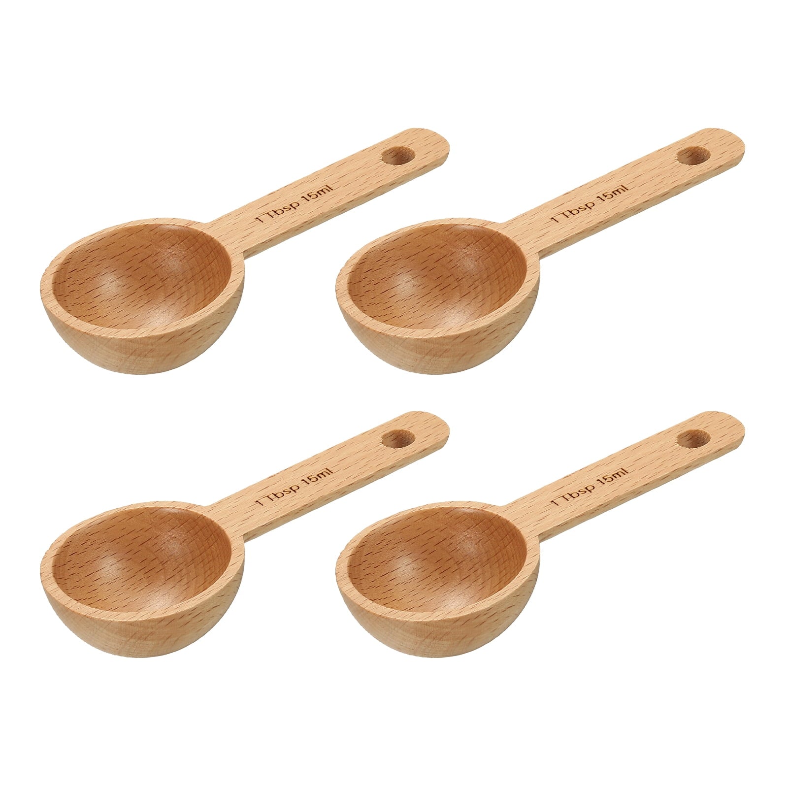 4pcs Coffee Spoons, 15ml Wooden Table Spoons Tea Measure Scoops for Measuring Coffee Beans Brown