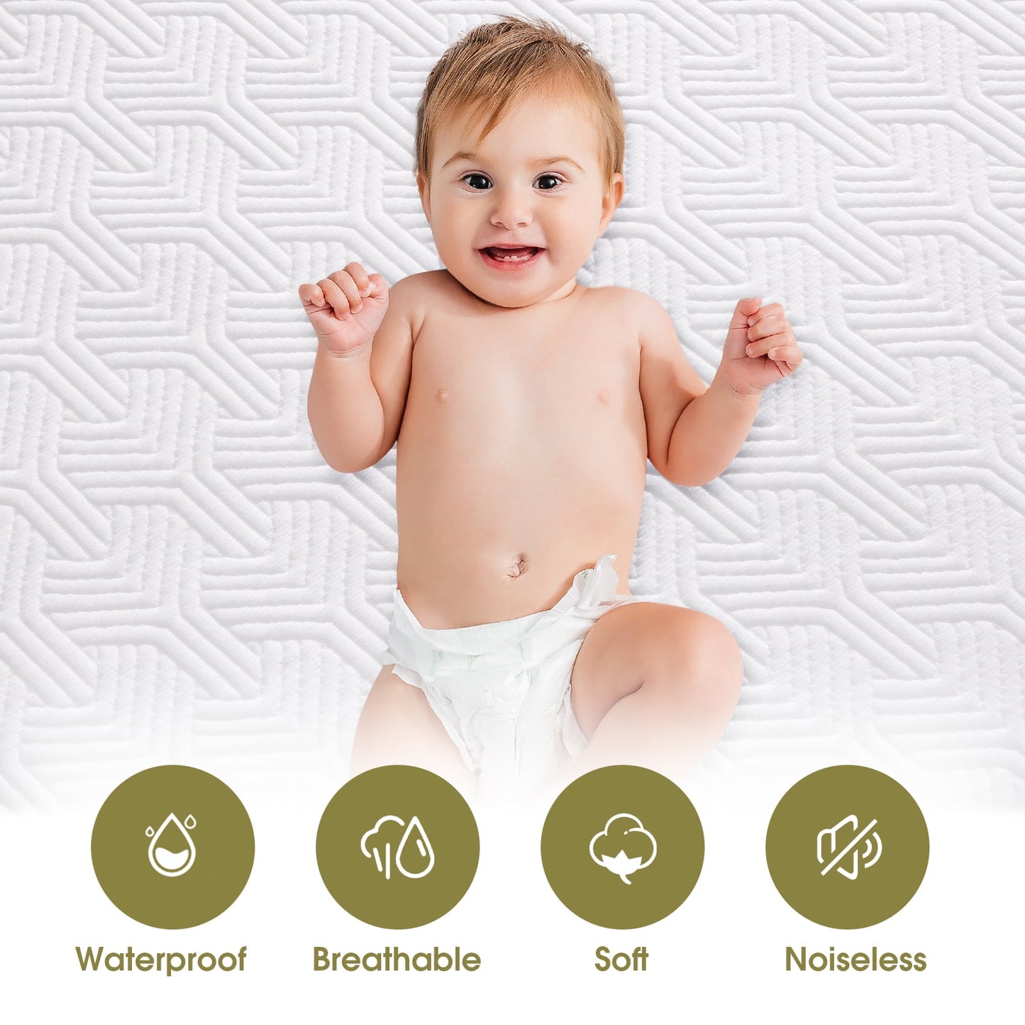 Queen Size Waterproof Mattress Protector Viscose Made from Bamboo Cooling Mattress Pad Cover Breathable Soft 3D Air Fabric Noiseless Washable Fitted Sheet with Deep Pocket Up to 21"