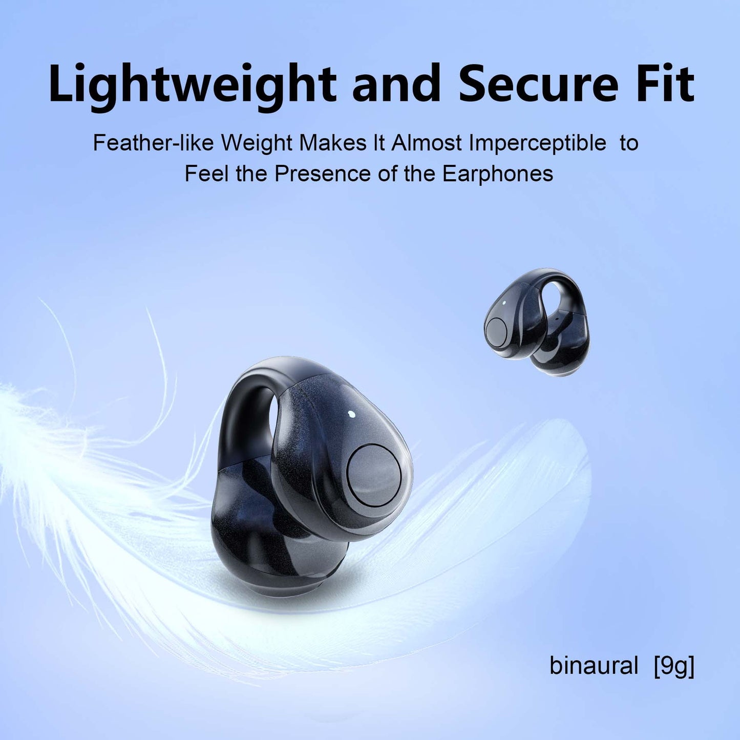 VEAT00L Open-Ear Headphones, Wireless Clip On Earbuds with Digital Display Charging Case 68 Hours Playtime, Lightweight Comfort, Stable Fit, Open-Ear Safety Design for Active and Office Use