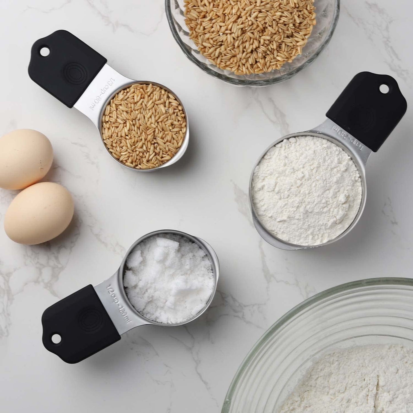 Magnetic Measuring Cups and Spoons Set of 16 Piece, Dishwasher Safe, Nesting Kitchen Gadgets for Cooking & Baking, Black