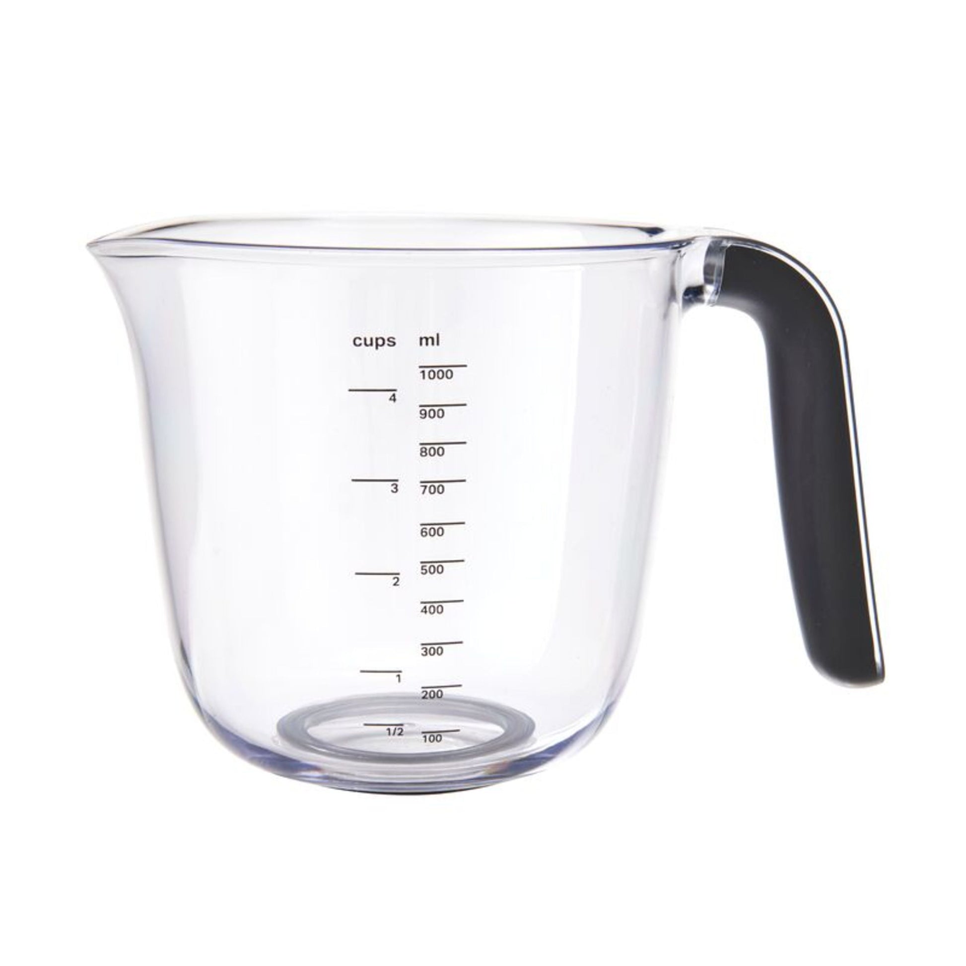 Kitchenaid Universal Clear Plastic Set of 3 Nesting Measuring Cups with Black Handle