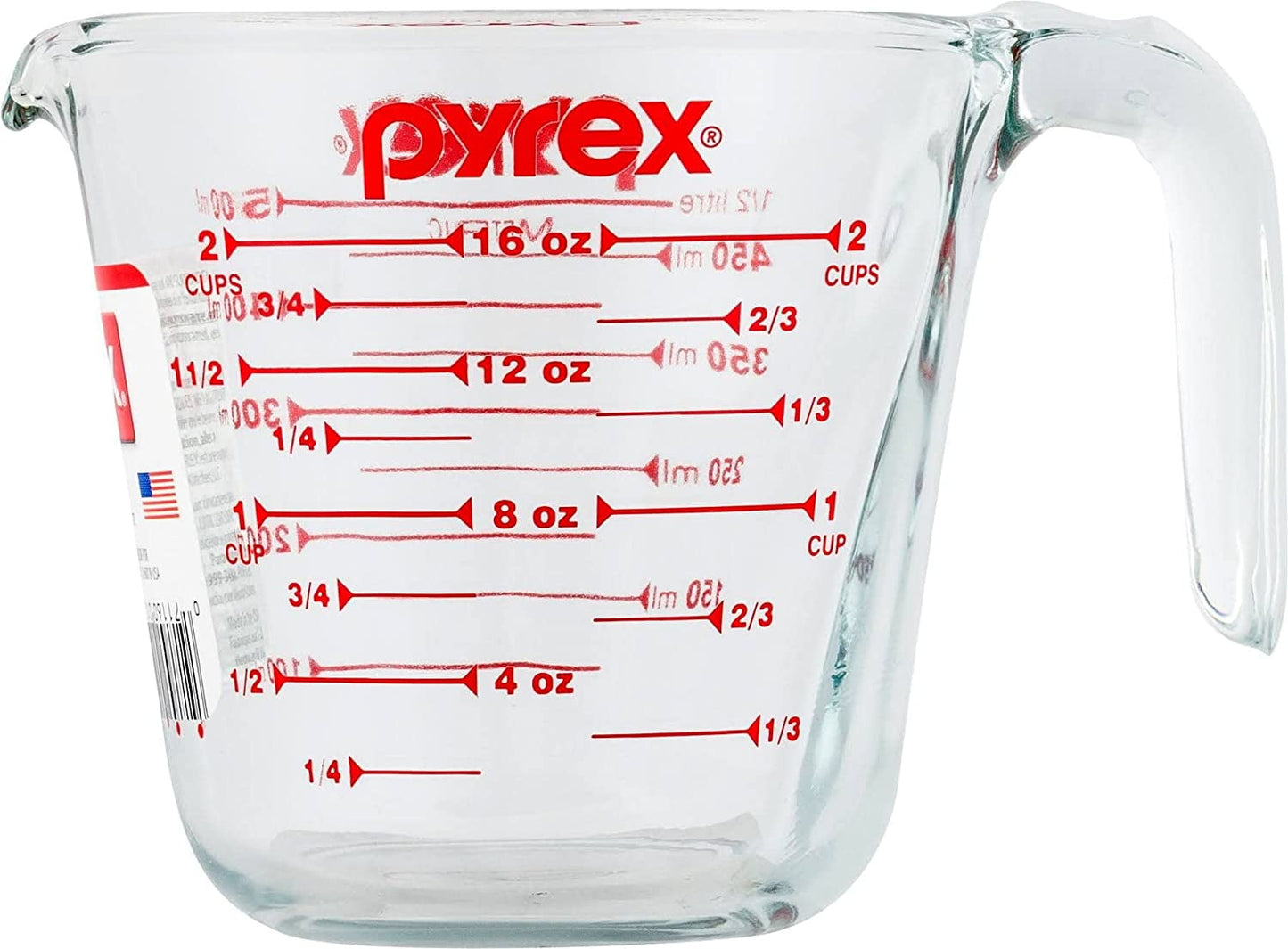 Pyrex Prepware 6001075 2-cup Measuring Cup, Red Graphics, Clear