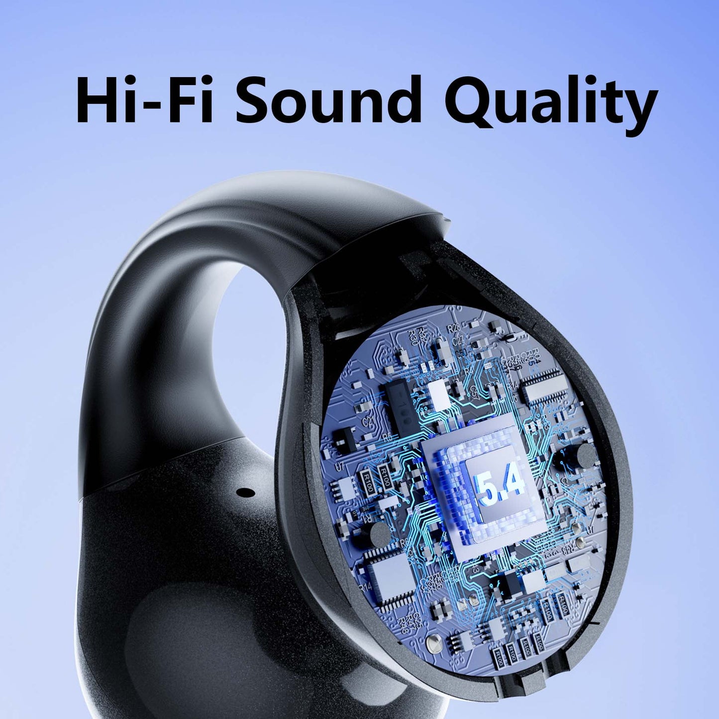 VEAT00L Open-Ear Headphones, Wireless Clip On Earbuds with Digital Display Charging Case 68 Hours Playtime, Lightweight Comfort, Stable Fit, Open-Ear Safety Design for Active and Office Use