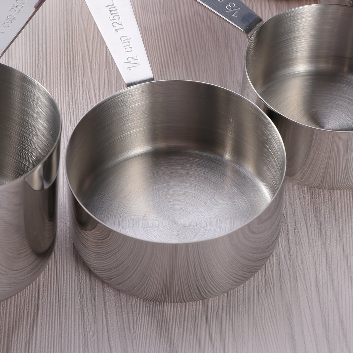 5PCS Stainless Steel Stackable Measuring Cup Set with Silicone Handles for Kitchen Cooking Baking - 1.0MM (Handle for Random Color)