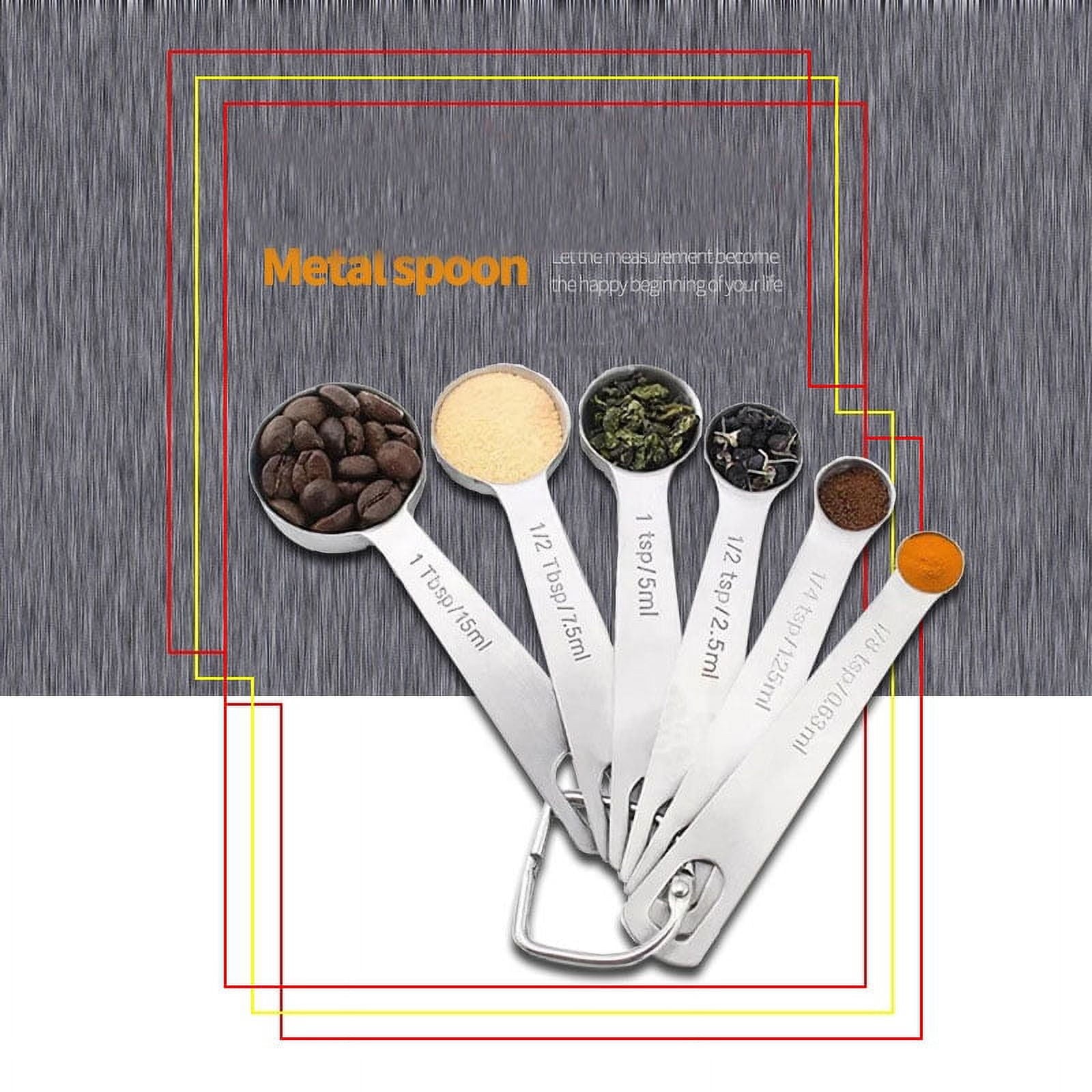 TECHTONGDA Stainless Steel Measuring Spoons Set 6 Pieces New